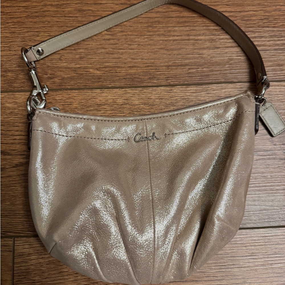 Coach Metallic Silver Shoulder Bag